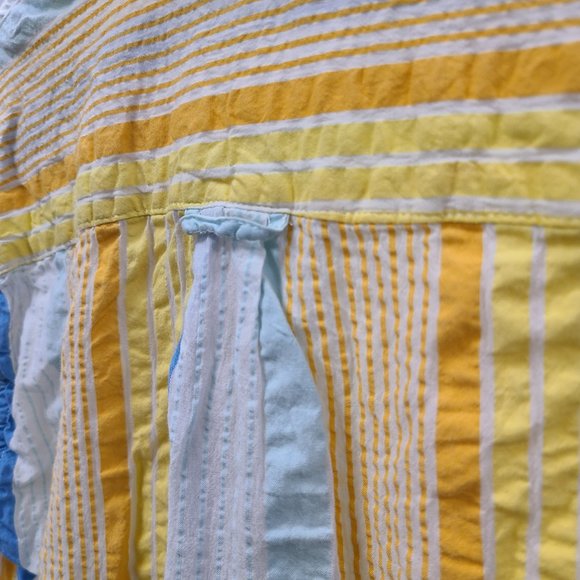 Free Assembly Shirt Men's Small Yellow Striped Seersucker Cotton Button Up - Picture 8 of 12